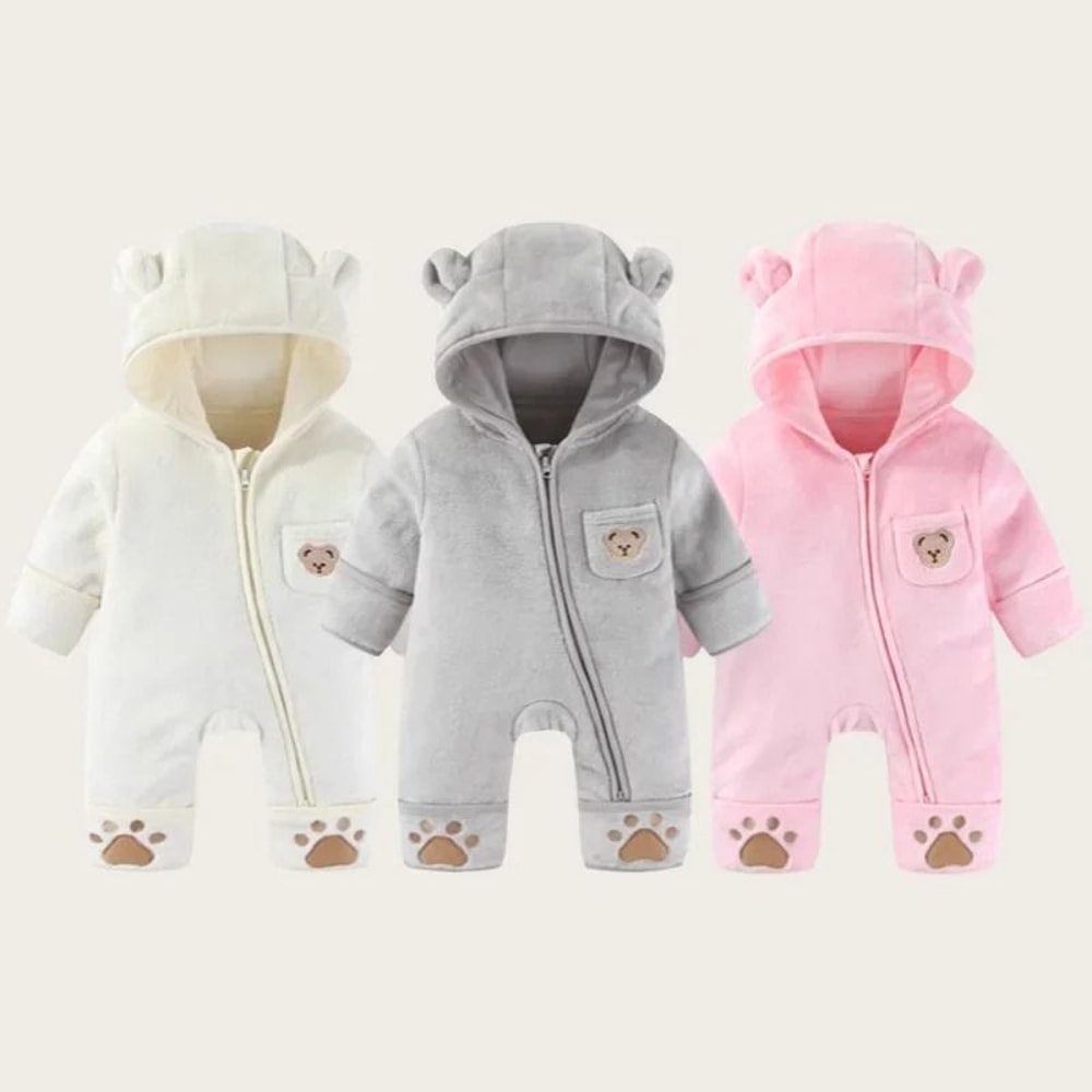 Thickened Fleece Bear Paw Jumpsuit 1