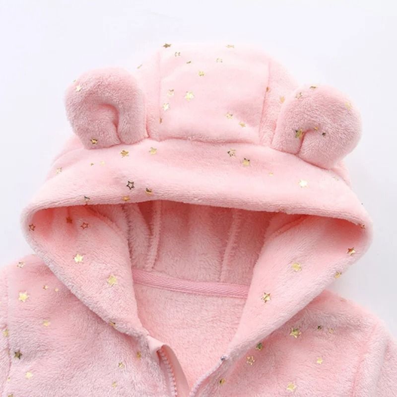 Thickened Fleece Bear Paw Star Jumpsuit 2