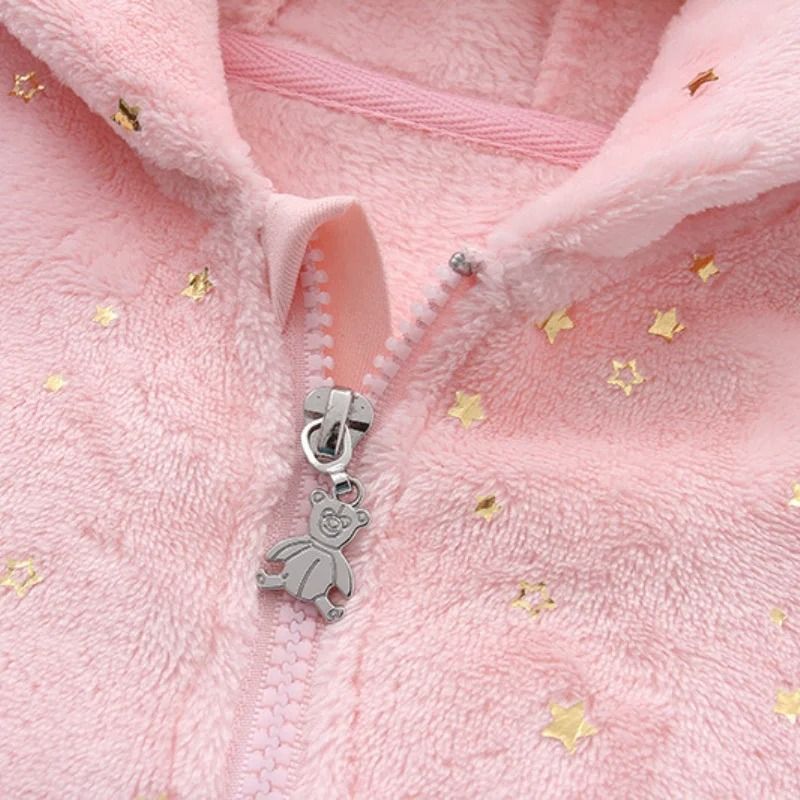 Thickened Fleece Bear Paw Star Jumpsuit 3