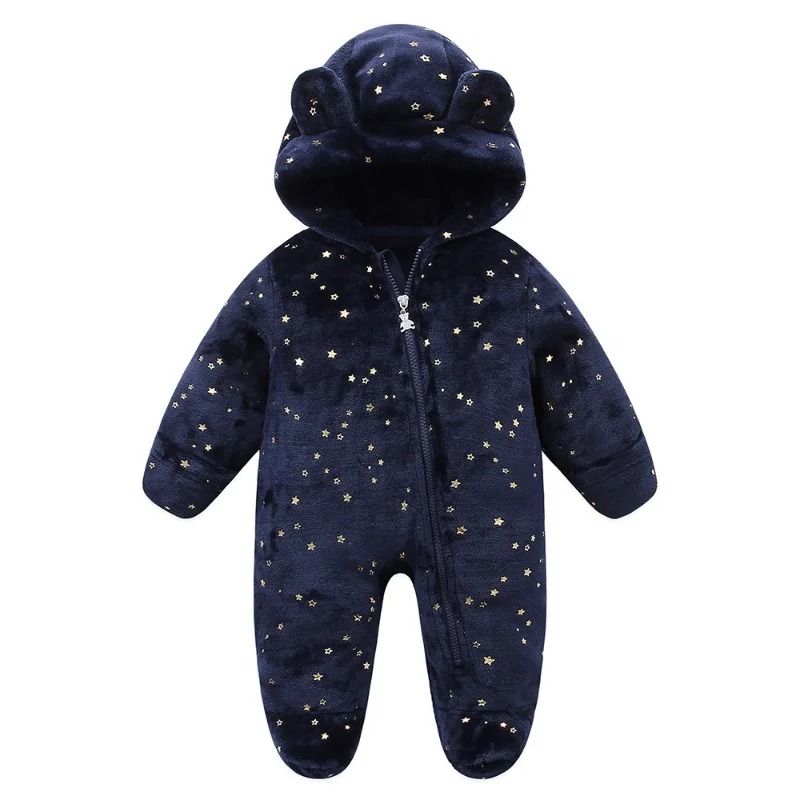 Thickened Fleece Bear Paw Star Jumpsuit 8