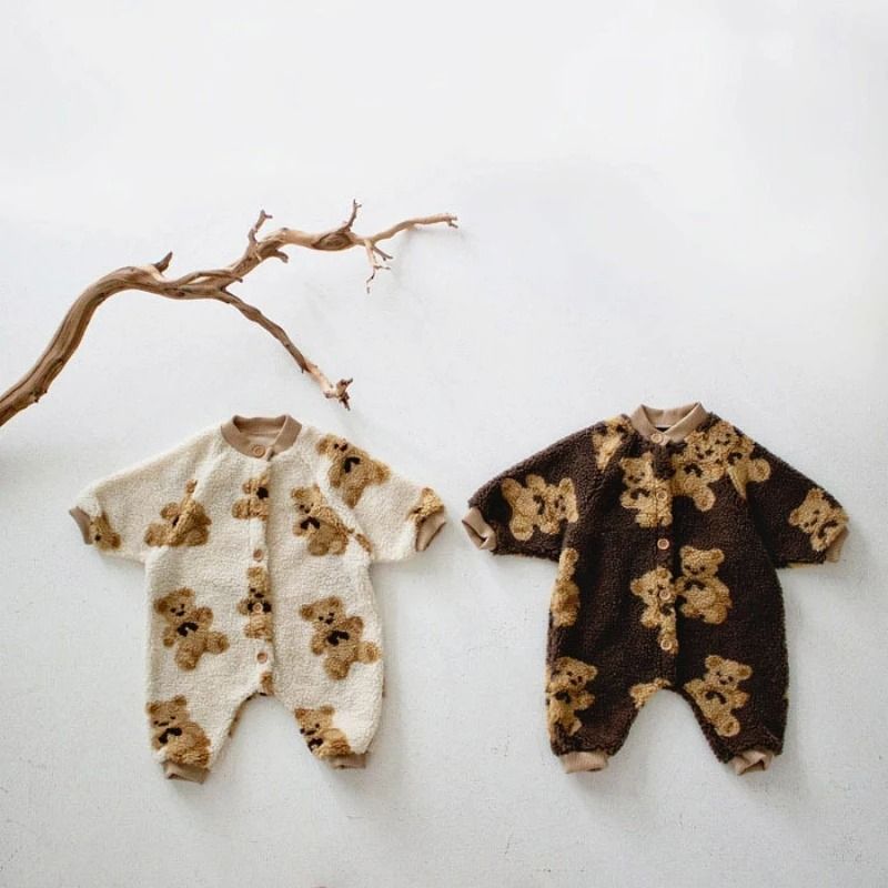 Korean Style FleeceLined Bear Romper 0
