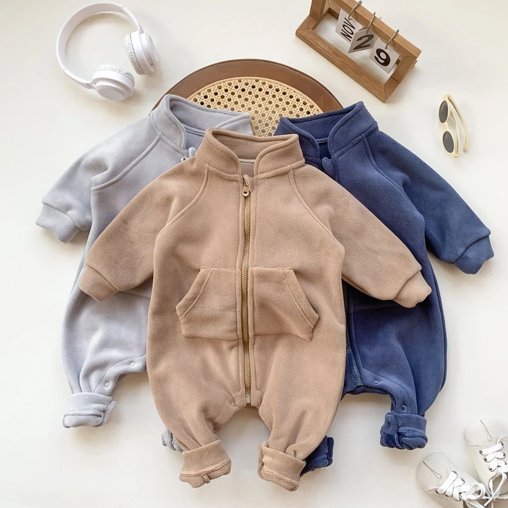 Korean Style FleeceLined Newborn Crawling Suit 0