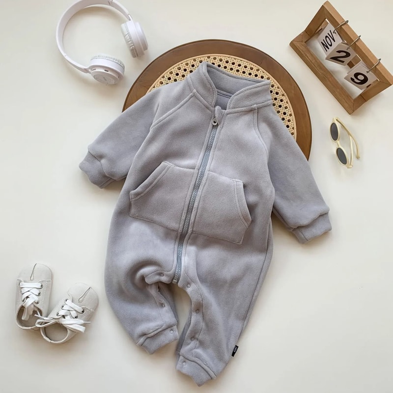 Korean Style FleeceLined Newborn Crawling Suit 3