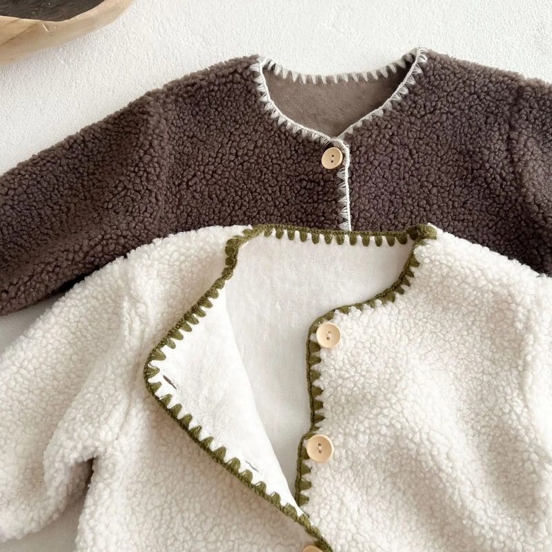 Winter ShellStitch FleeceLined Baby Romper 1