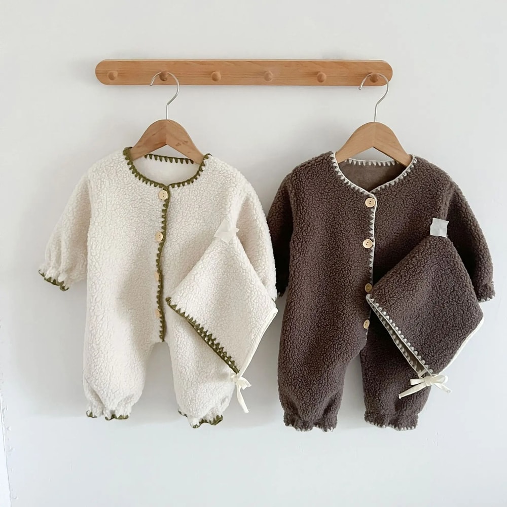 Winter ShellStitch FleeceLined Baby Romper 2