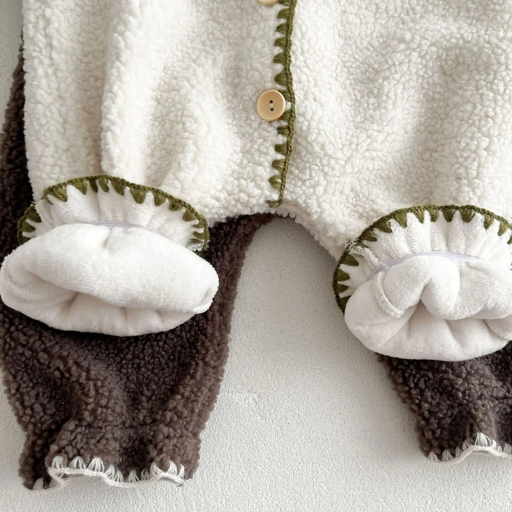 Winter ShellStitch FleeceLined Baby Romper 5