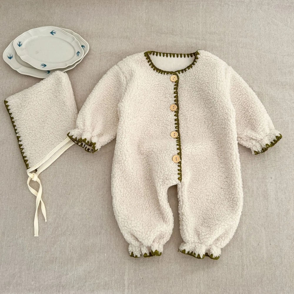 Winter ShellStitch FleeceLined Baby Romper 6