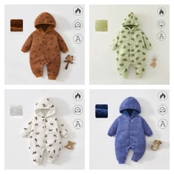 newborn double-wear hooded cotton jumpsuit