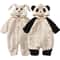 Cartoon Panda Bunny Winter Fleece Romper 0