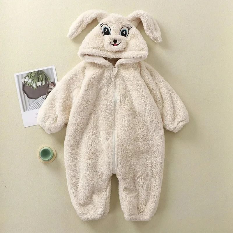 Cartoon Panda Bunny Winter Fleece Romper 5