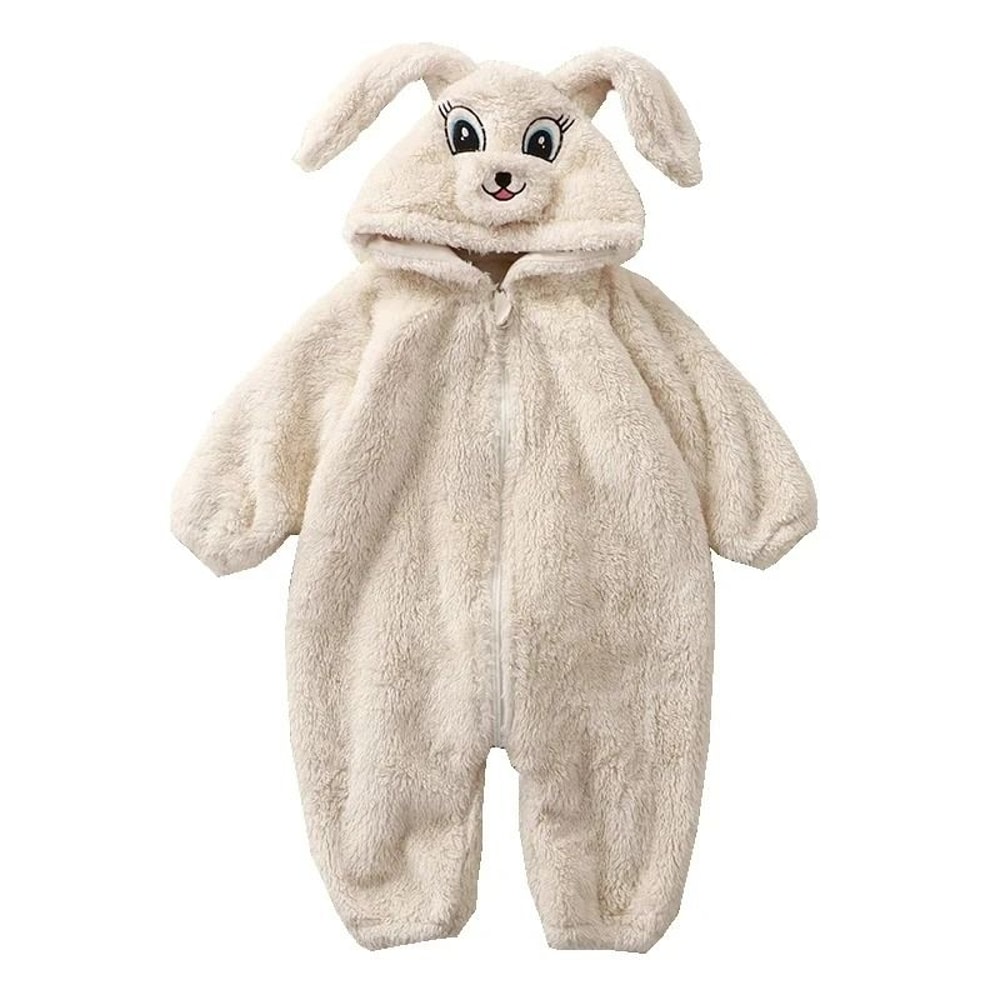 Cartoon Panda Bunny Winter Fleece Romper 7