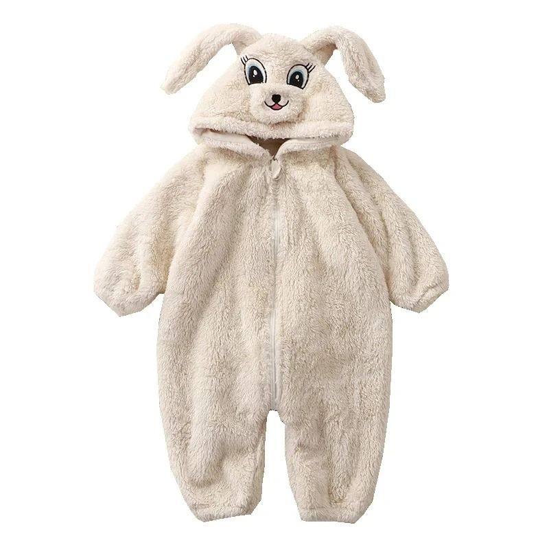 Cartoon Panda Bunny Winter Fleece Romper 7