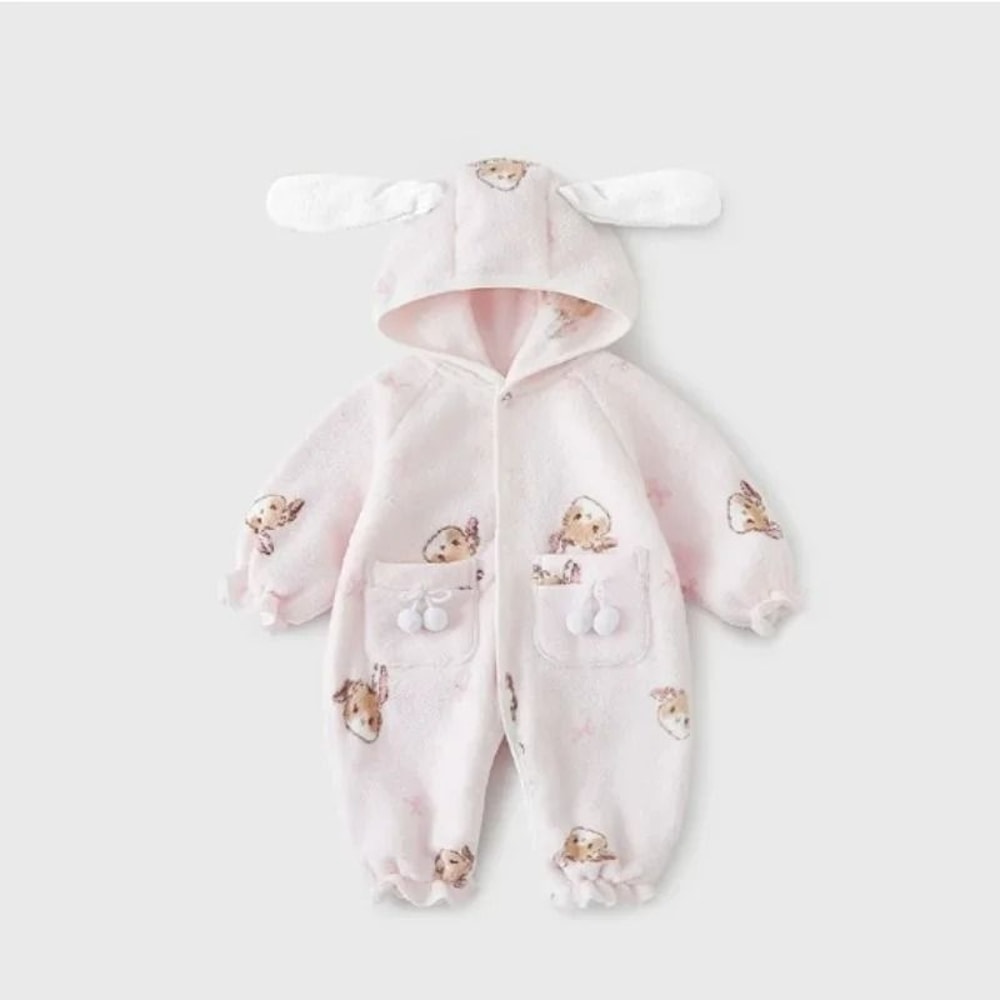 Autumn Winter Cute Animal Print Hooded Romper 9