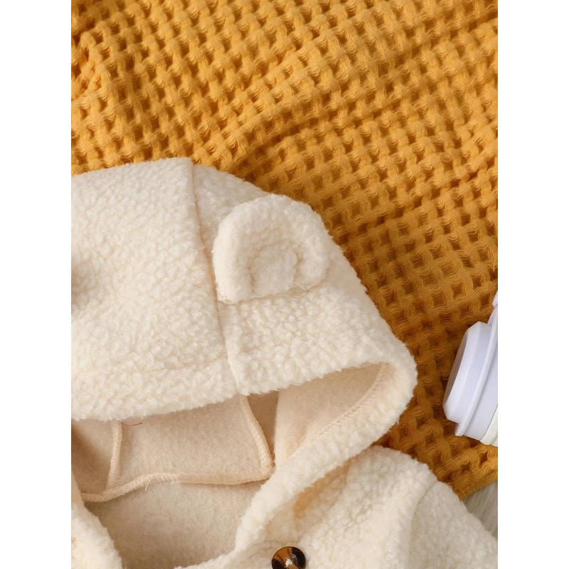 Solid Color Essential Fleece Hooded Romper 2