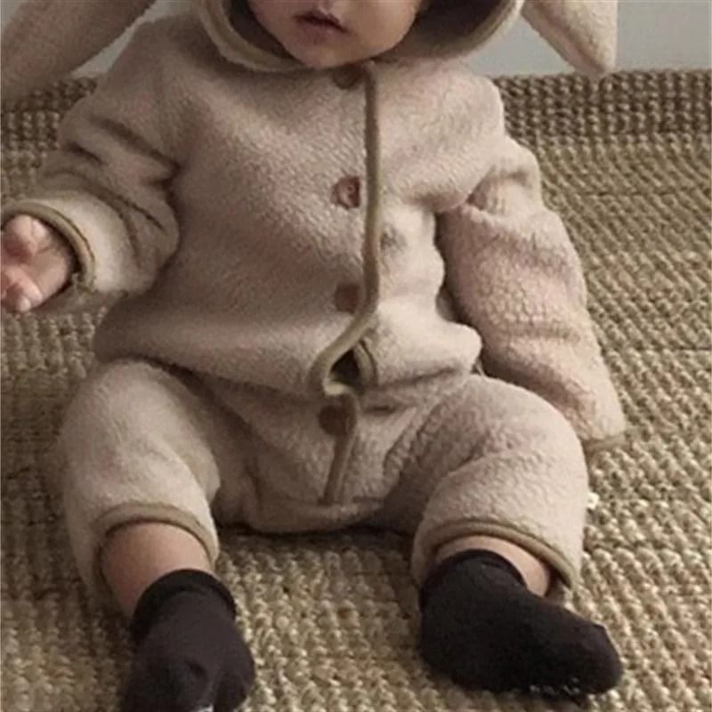Rabbit Ears VelvetLined Warm Cardigan Romper 2