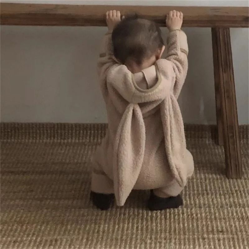 Rabbit Ears VelvetLined Warm Cardigan Romper 5