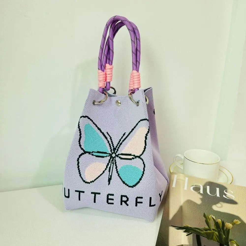 Butterfly Knitted Bucket Handbag 1