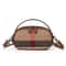 Canvas Cowhide Checkered Round Crossbody Bag 3