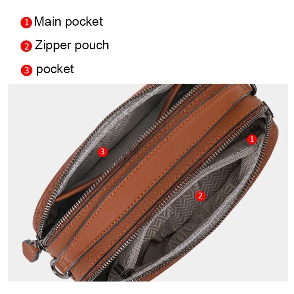 Canvas Cowhide Checkered Round Crossbody Bag 5