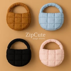 fashion mini puffer quilted circle handbag