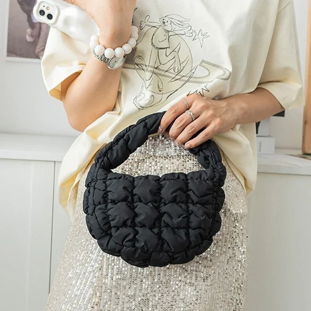 Fashion Mini Puffer Quilted Circle Handbag 2