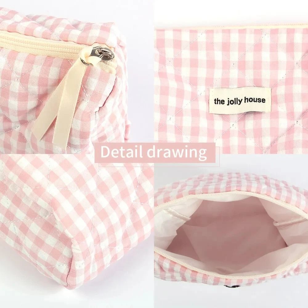 Simple Plaid Large Capacity Cosmetic Pouch 4