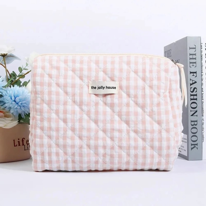 Simple Plaid Large Capacity Cosmetic Pouch 6