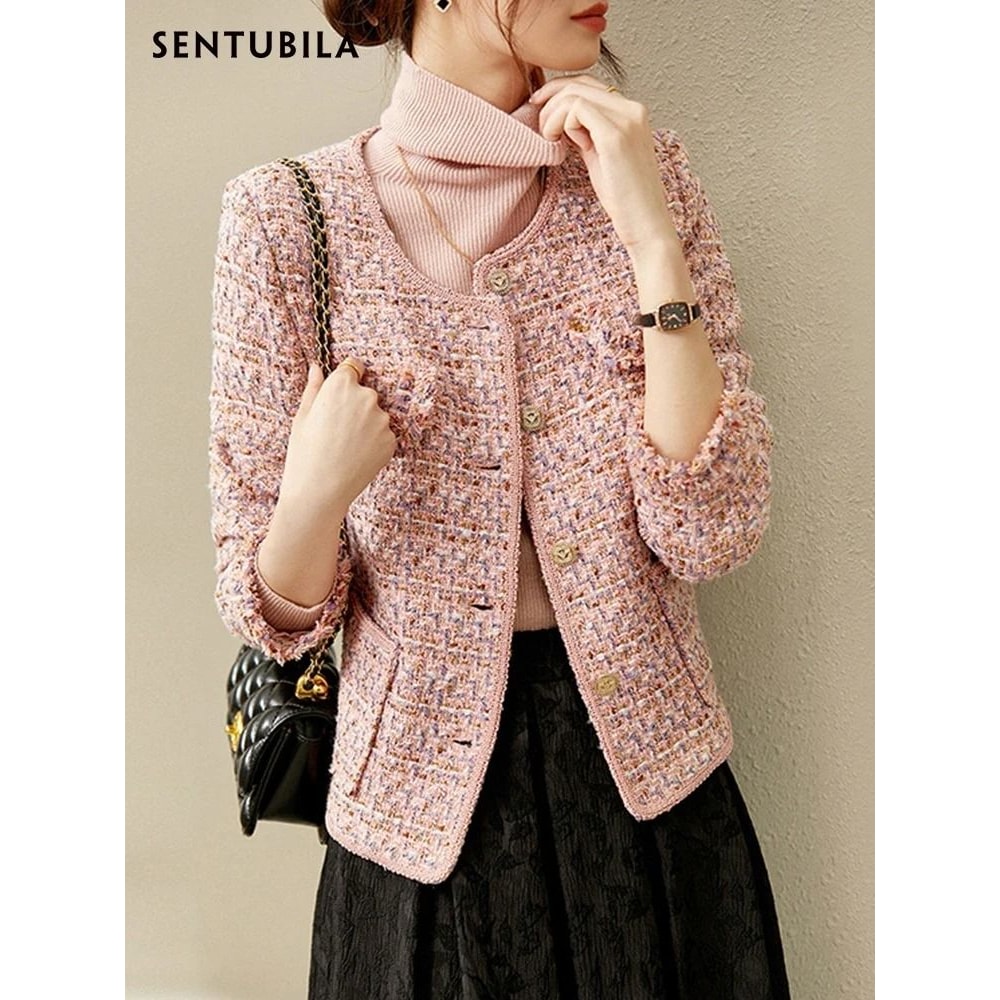 Elegant Textured Tweed Winter Jacket 2