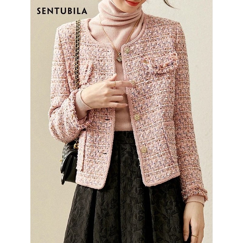 Elegant Textured Tweed Winter Jacket 4