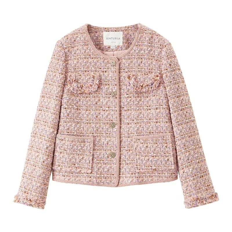 Elegant Textured Tweed Winter Jacket 6