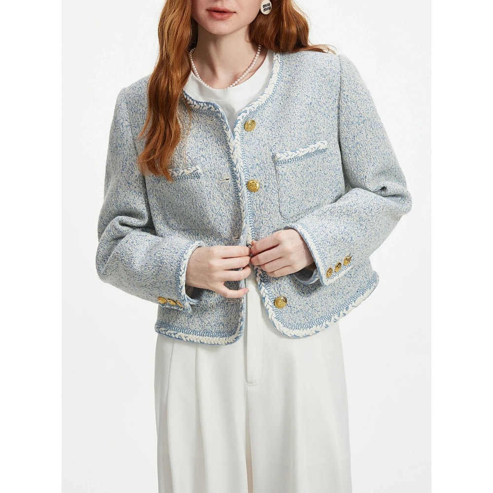 Wool Blend Temperament Tweed Jacket 0