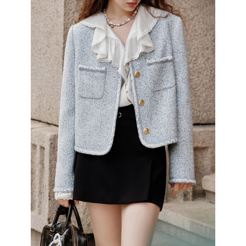 Wool Blend Temperament Tweed Jacket 1