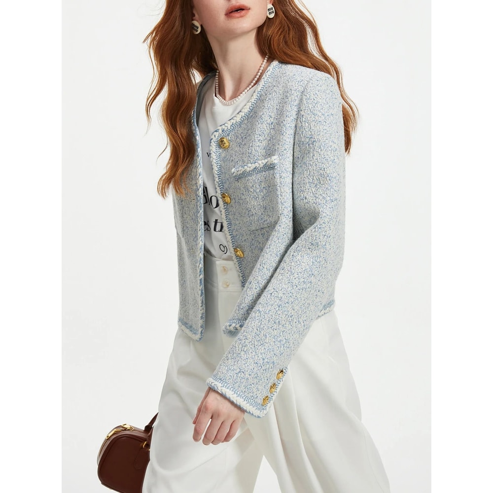 Wool Blend Temperament Tweed Jacket 2