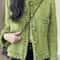 Korean Vintage Green Short Tweed Coat 1