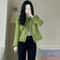 Korean Vintage Green Short Tweed Coat 5