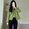 Korean Vintage Green Short Tweed Coat 5
