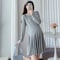 Elegant Korean Style Pleated Lace Maternity Dress 1
