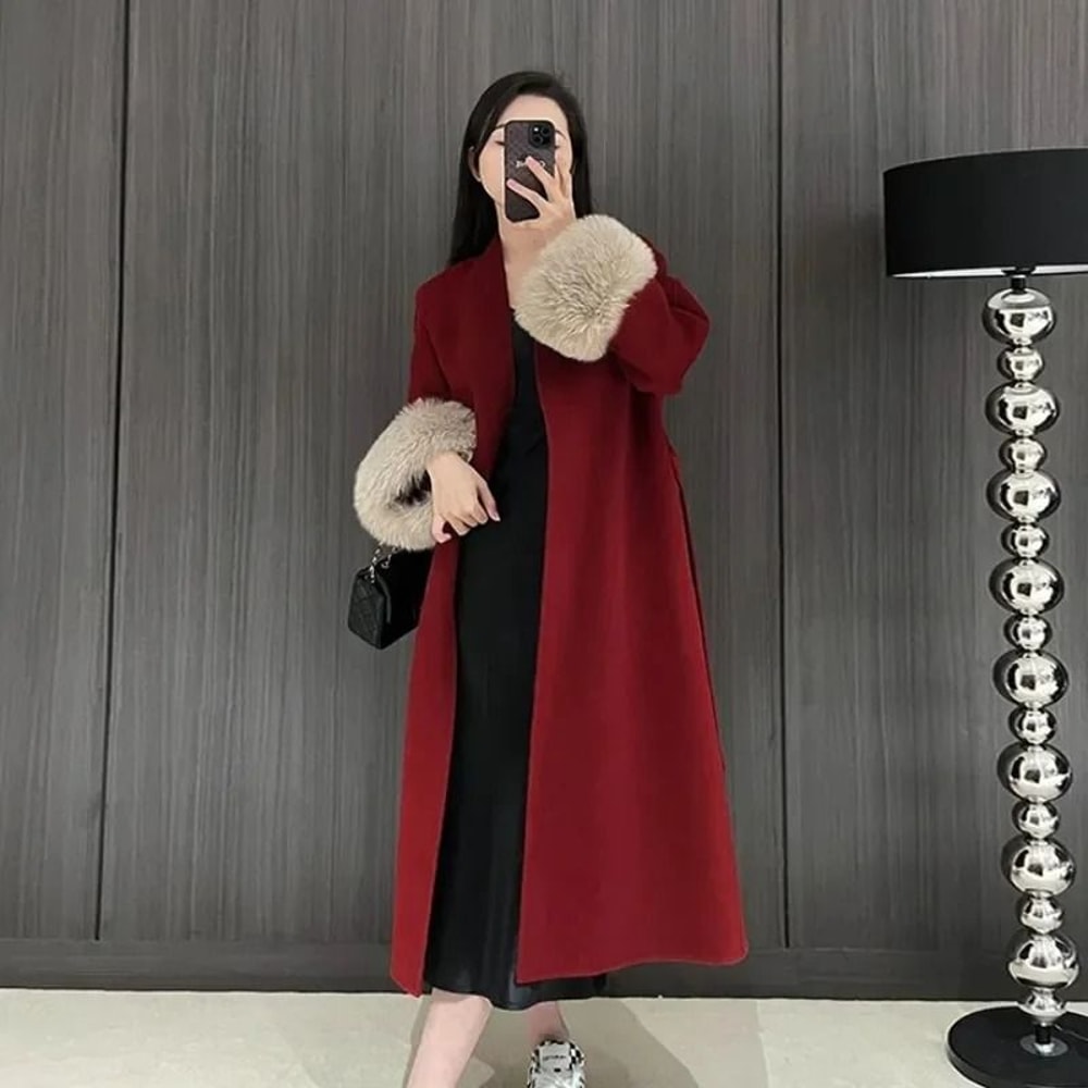 Elegant Winter Warm Wool Blend Trench Coat 5