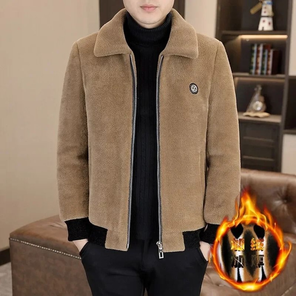 HighQuality Mink Fur Accented Woolen Jacket For Men 3