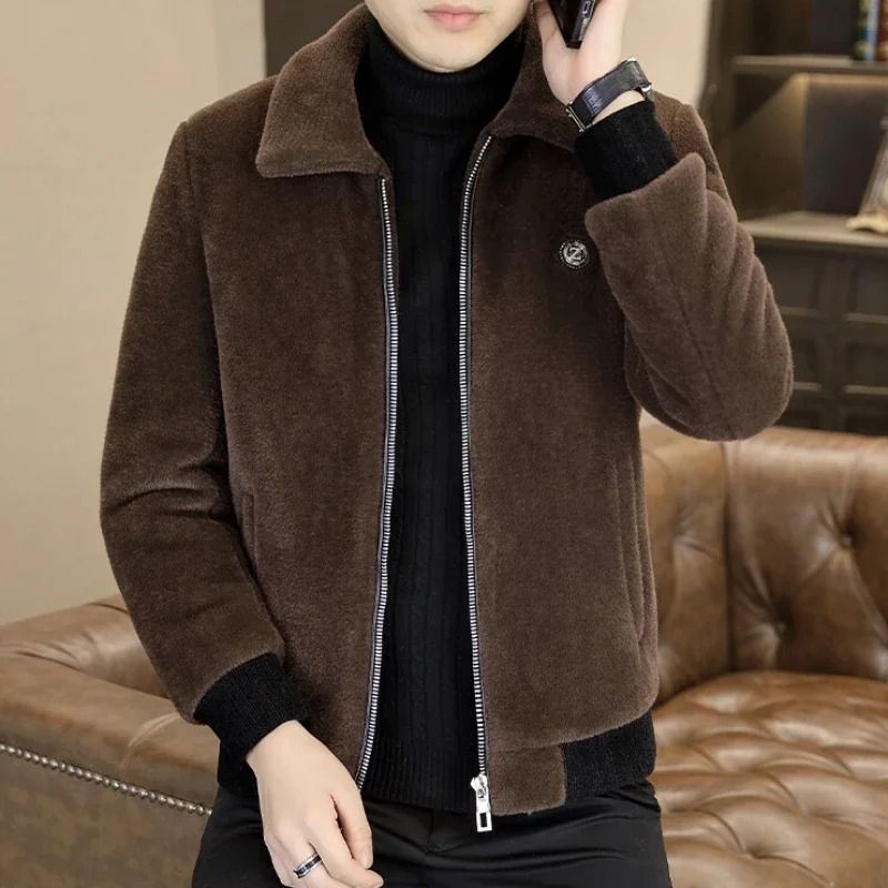 HighQuality Mink Fur Accented Woolen Jacket For Men 4