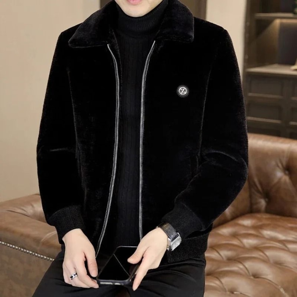 HighQuality Mink Fur Accented Woolen Jacket For Men 5