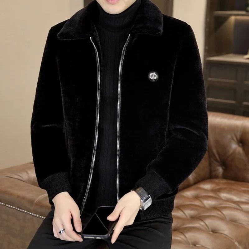 HighQuality Mink Fur Accented Woolen Jacket For Men 5