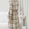 Autumn Winter Long Plaid Wool Blend Trench Coat 2