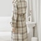 Autumn Winter Long Plaid Wool Blend Trench Coat 2