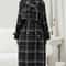 Autumn Winter Long Plaid Wool Blend Trench Coat 3
