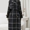 Autumn Winter Long Plaid Wool Blend Trench Coat 3