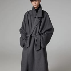 executive oversized extra long gray wool blend overcoat