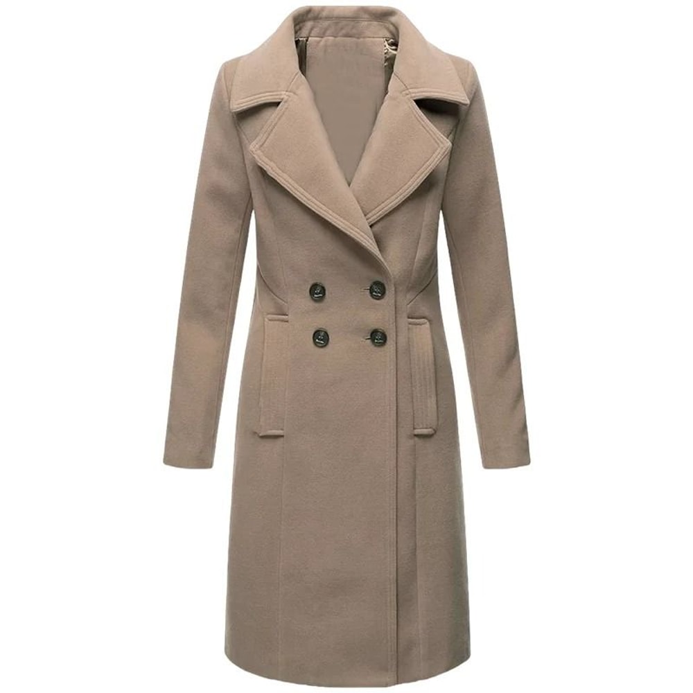 DoubleBreasted Winter Wool Blend Lined Coat 1