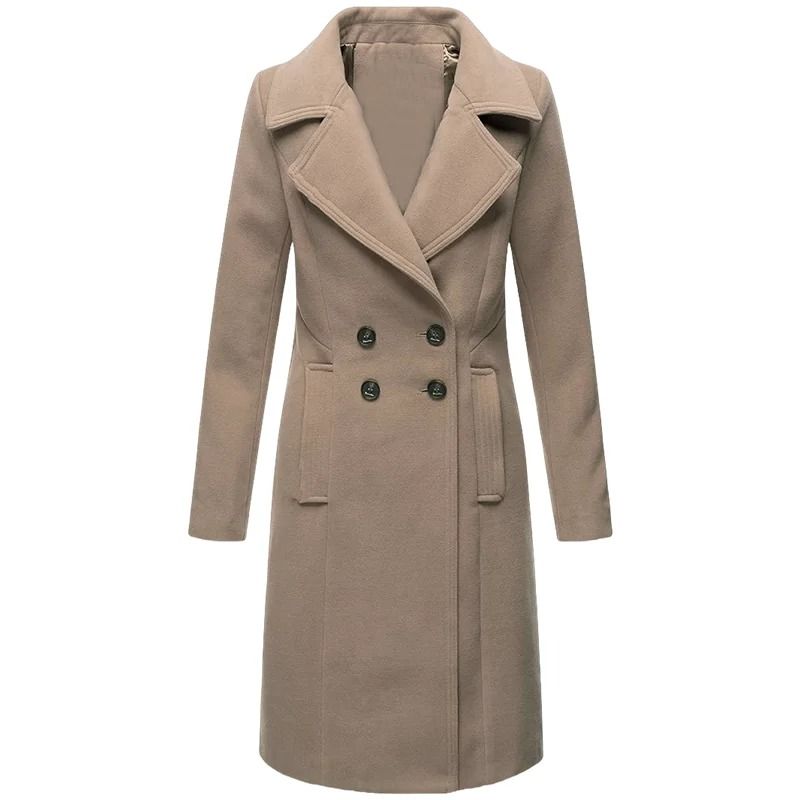 DoubleBreasted Winter Wool Blend Lined Coat 1