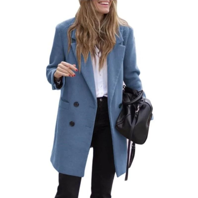 DoubleBreasted Winter Wool Blend Coat 8